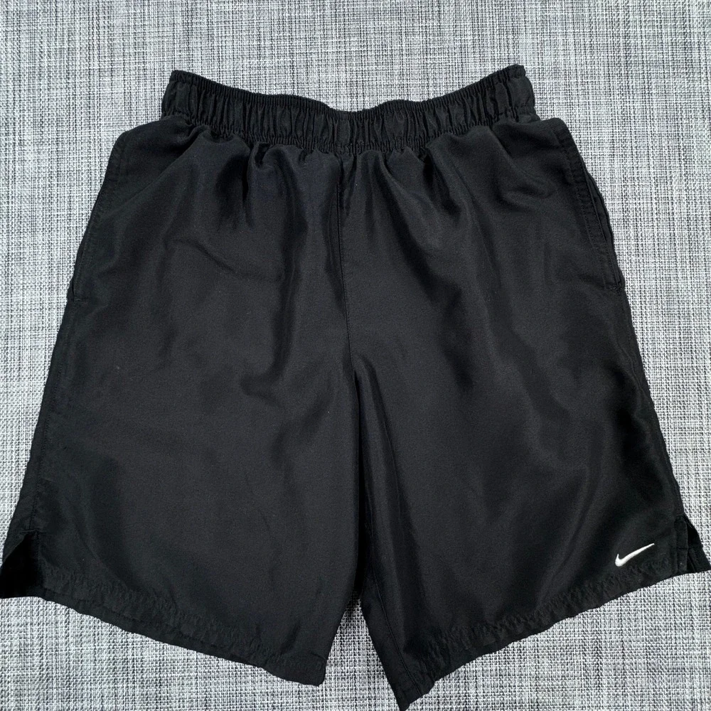 Nike Core Volley Swim Trunks Mens Small Black Mesh Lined Elastic Waist 7 Shorts
